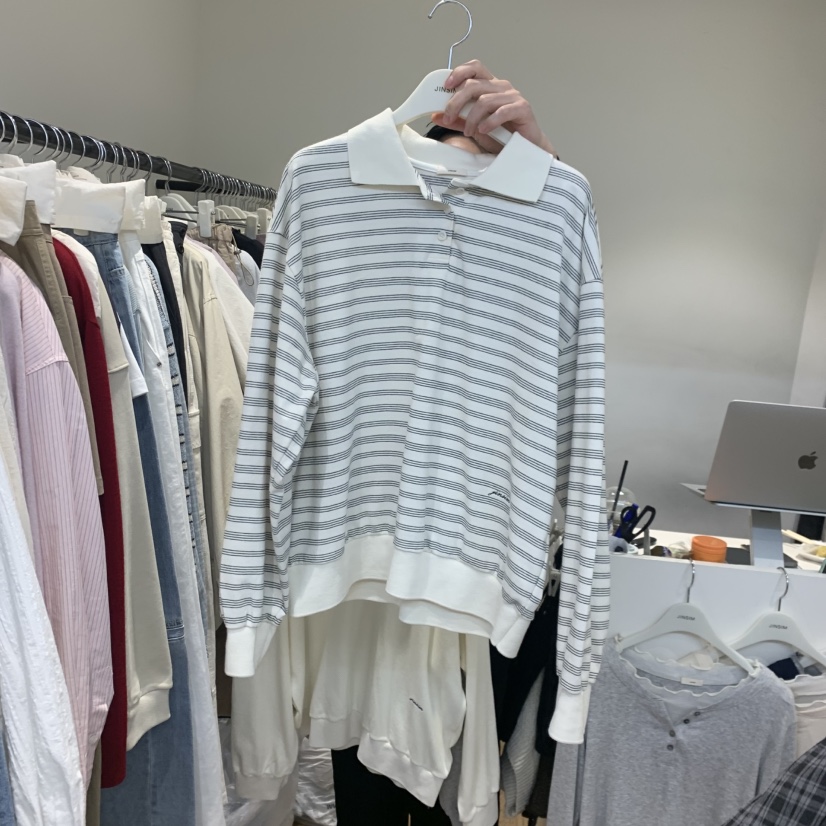 JINSIM韓國直郵女士新品休閑推薦人氣職業26春夏熱賣長袖T恤JINSIM長袖T恤圖色1