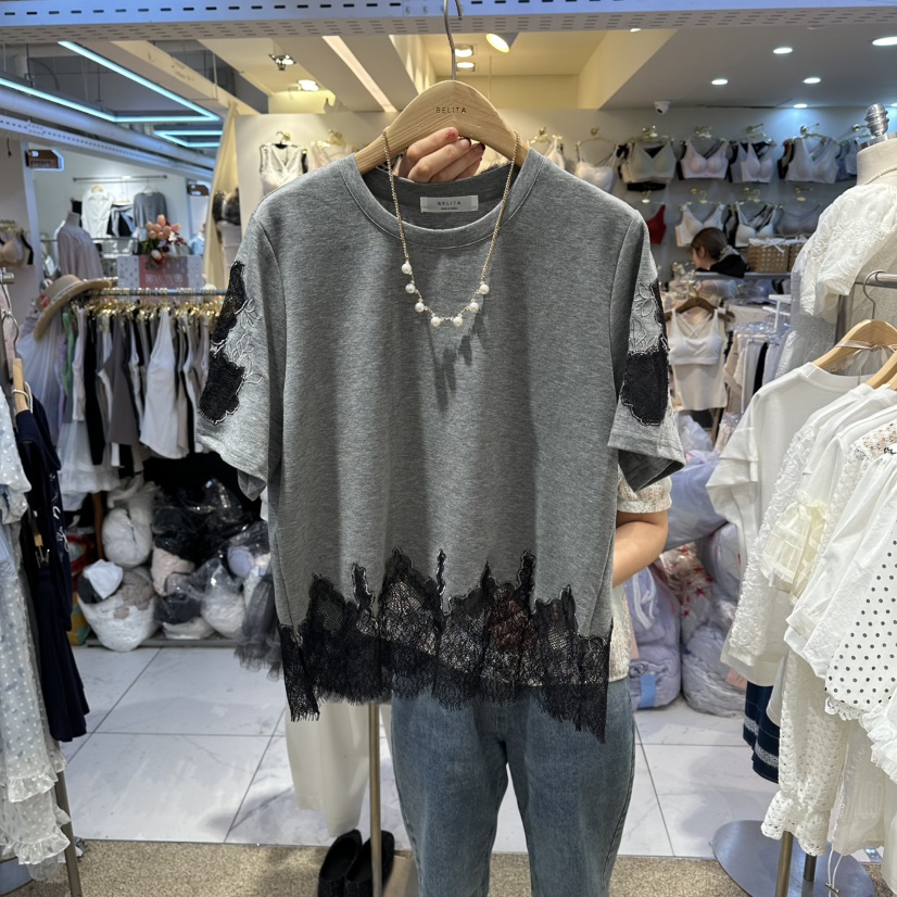 BELITA韓國東大門直郵女士新品熱賣時尚推薦26春夏T恤蕾絲BELITAT恤圖色2