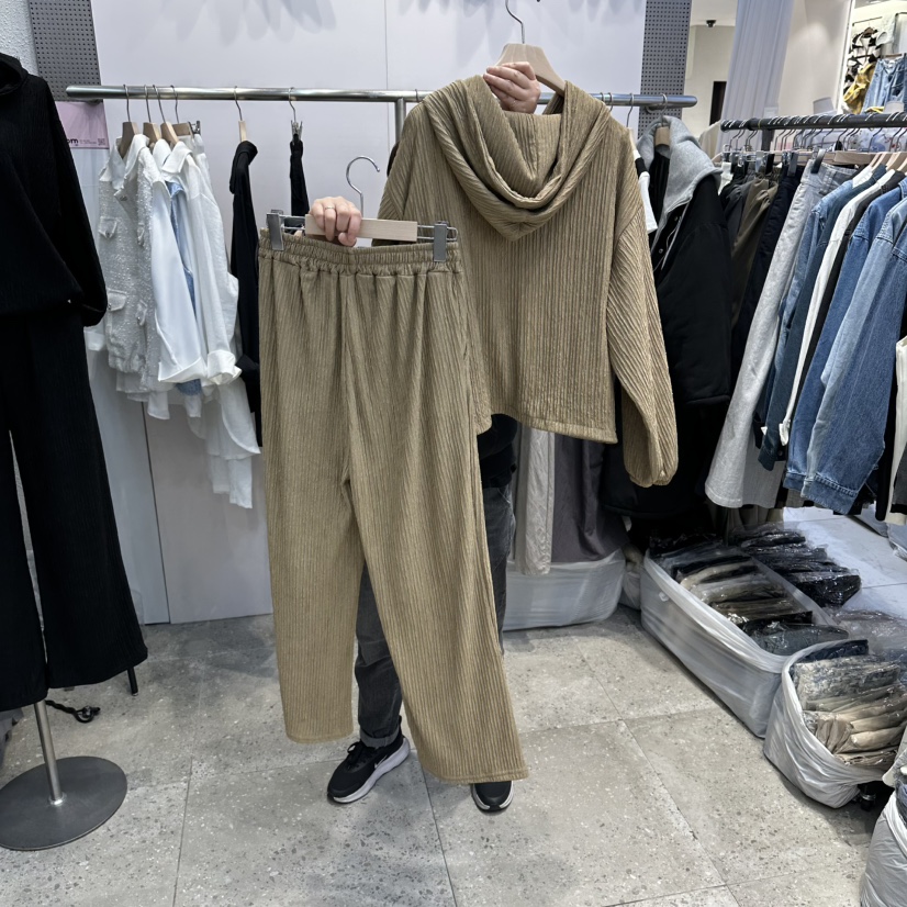 BLOOM韓國代購女士新品26春夏熱賣套裝兩件套連帽衫套裝褶皺BLOOM-Q套裝