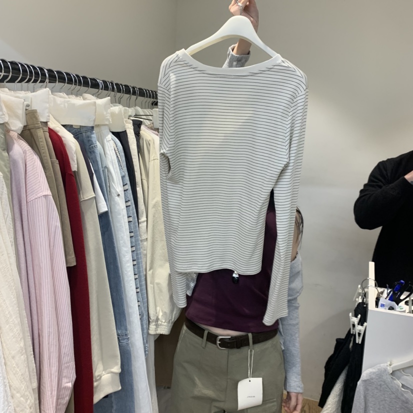 JINSIM韓國東大門直郵女裝新款時尚26春夏職業推薦長袖T恤JINSIM長袖T恤