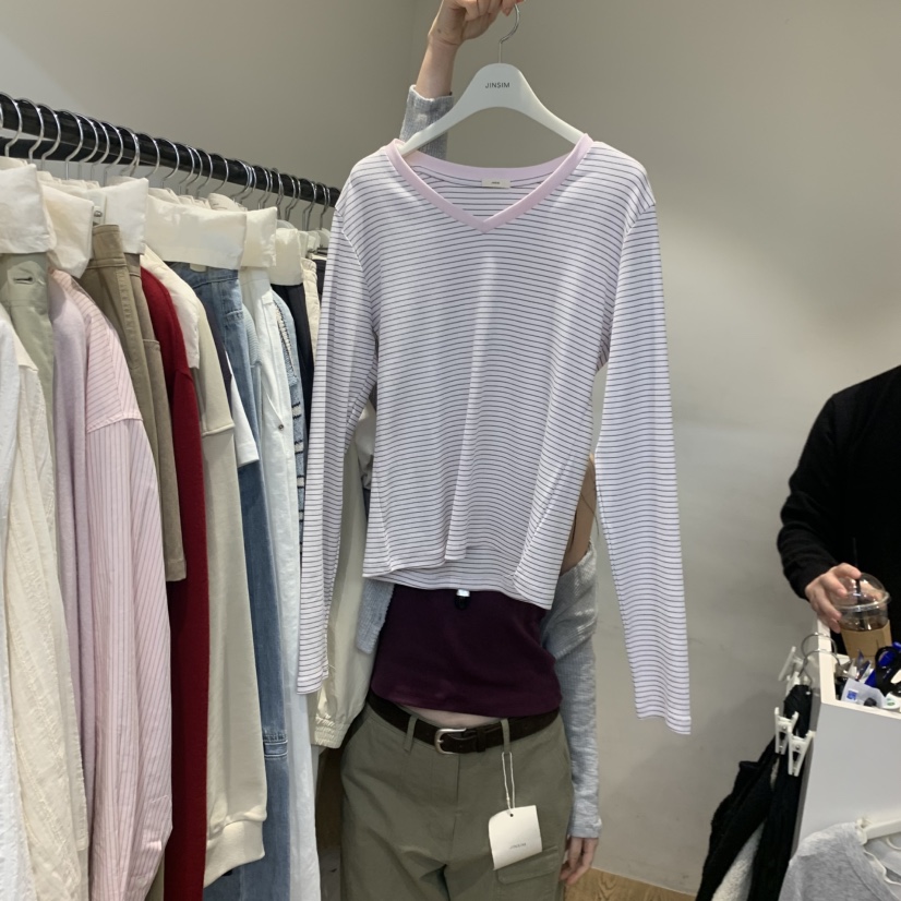 JINSIM韓國東大門直郵女裝新款時尚26春夏職業推薦長袖T恤JINSIM長袖T恤圖色2