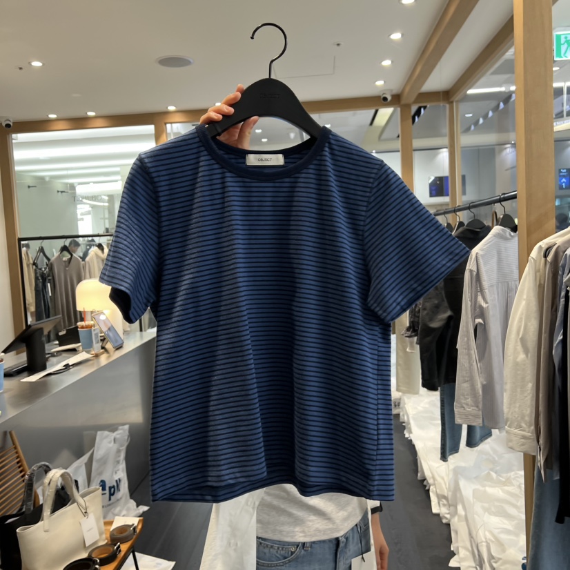 OBJECT韓國東大門直郵女士新款人氣休閑26春夏職業T恤條紋OBJECTT恤圖色2