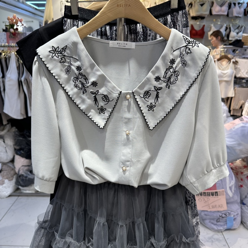 BELITA韓國東大門代購女士新品時尚熱賣推薦26春夏襯衫蕾絲衫BELITA襯衫/蕾絲衫圖色1