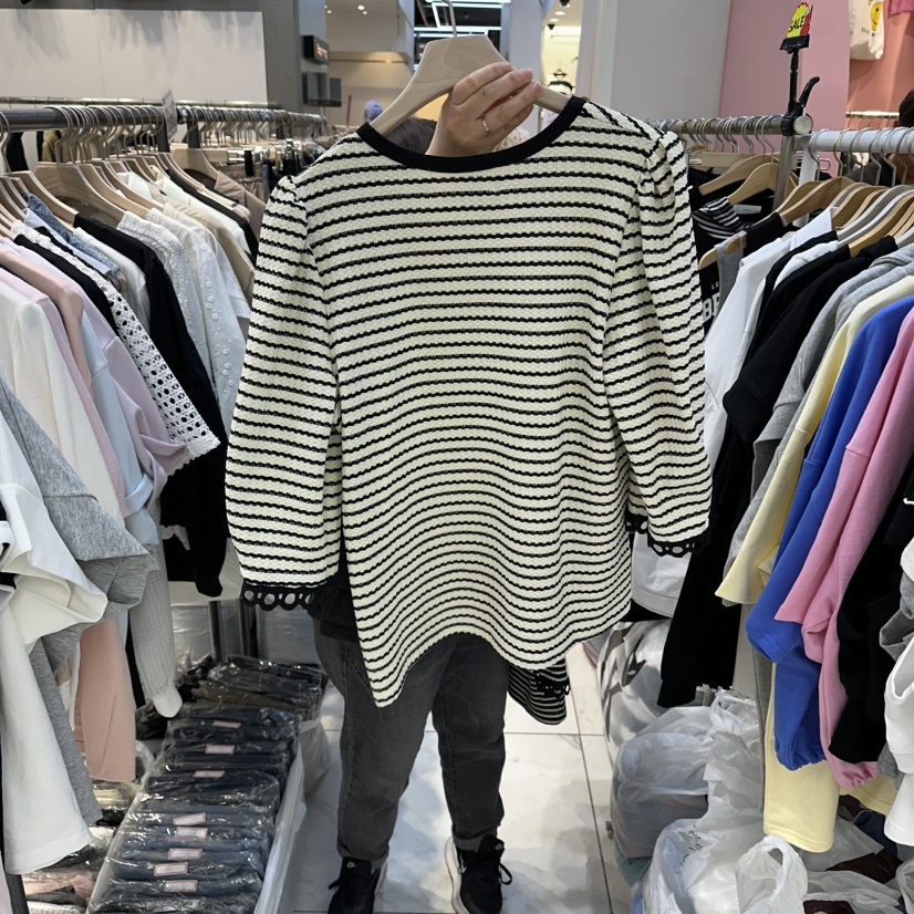 BLOOM韓國東大門直郵女士新品休閑26春夏熱賣職業T恤條紋BLOOM-QT恤