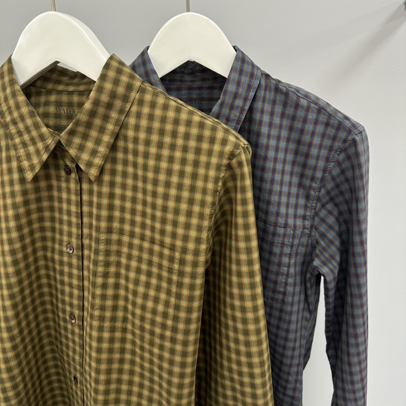 WATER/RIVER韓國東大門代購女裝新款休閑襯衫蕾絲衫修身格子WATER/RIVER襯衫/蕾絲衫