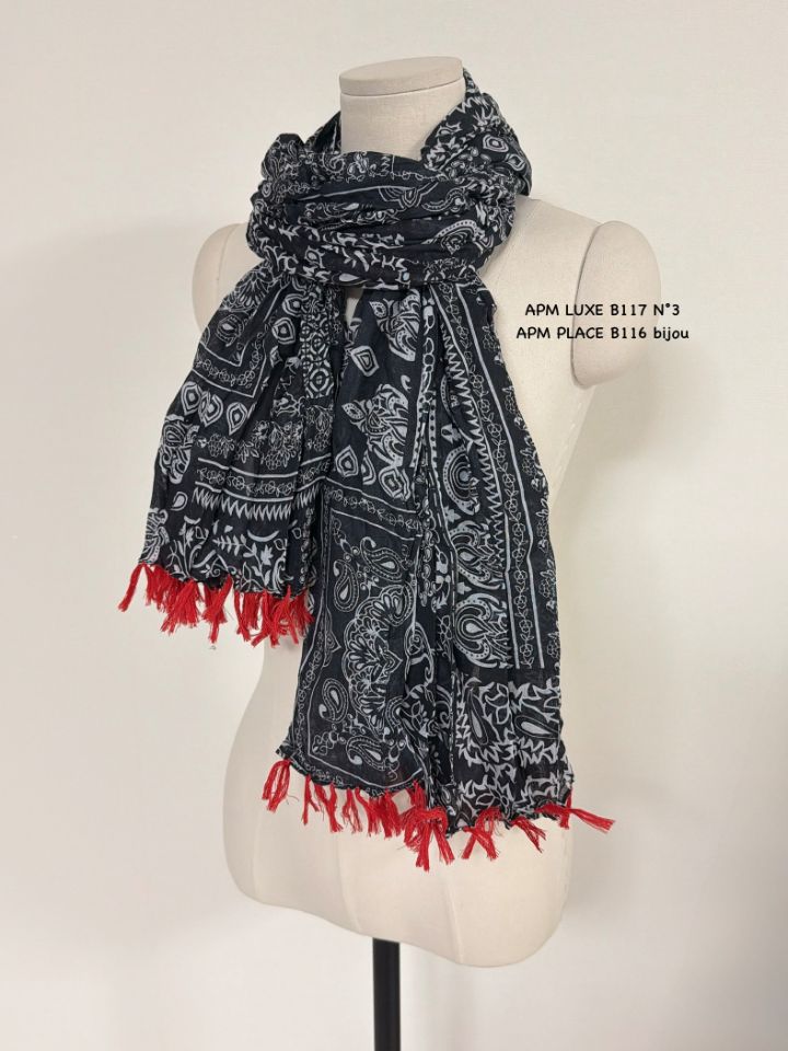 N3東大門代購女裝新品職業推薦休閑真品圍巾披肩流蘇褶皺N3圍巾/披肩圖色1