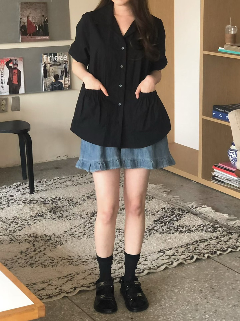 ONDO-P韓國代購女裝新款推薦26春夏職業人氣襯衫蕾絲衫口袋ONDO-P襯衫/蕾絲衫