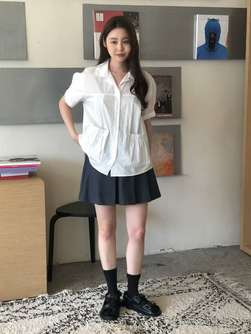 ONDO-P韓國代購女裝新款推薦26春夏職業人氣襯衫蕾絲衫口袋ONDO-P襯衫/蕾絲衫