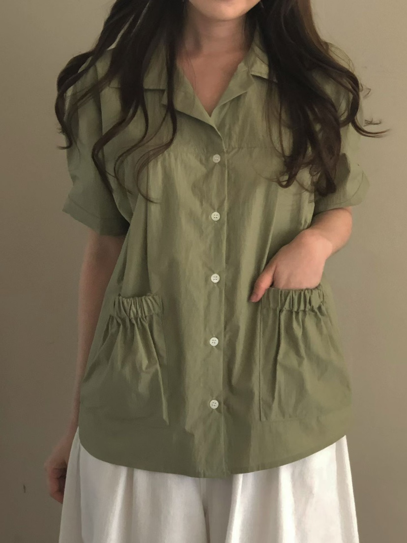 ONDO-P韓國代購女裝新款推薦26春夏職業人氣襯衫蕾絲衫口袋ONDO-P襯衫/蕾絲衫