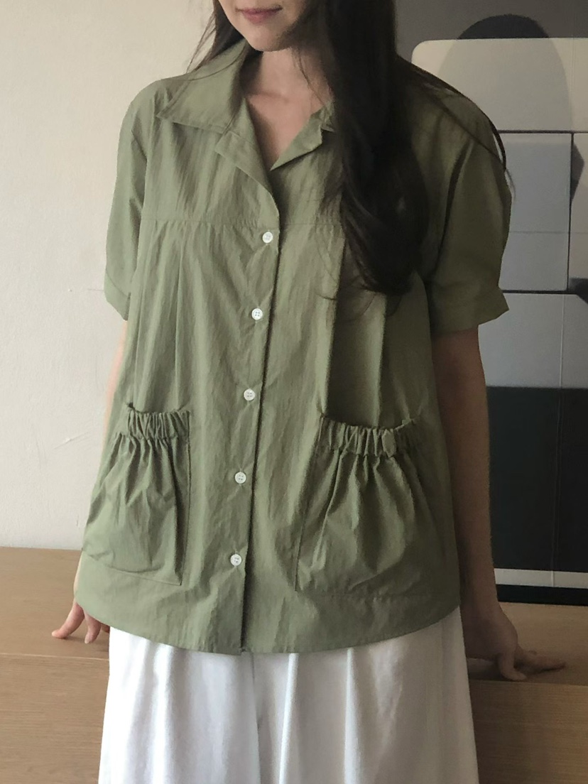 ONDO-P韓國代購女裝新款推薦26春夏職業人氣襯衫蕾絲衫口袋ONDO-P襯衫/蕾絲衫