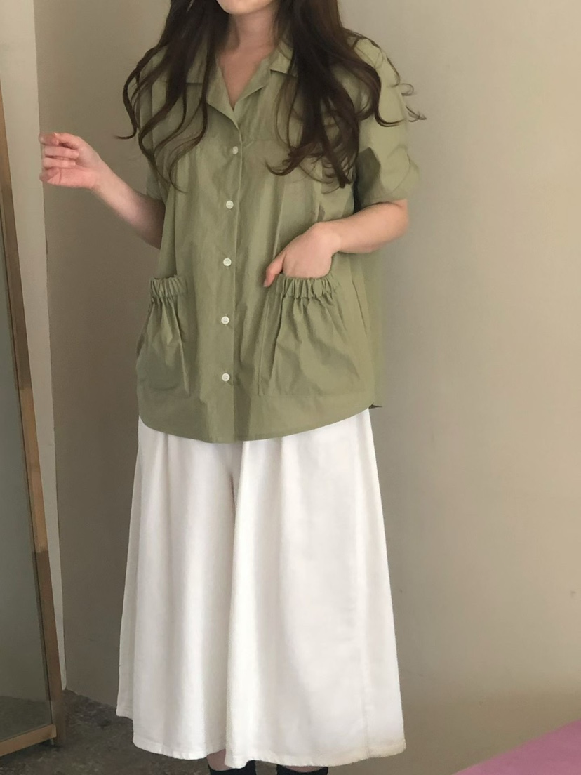 ONDO-P韓國代購女裝新款推薦26春夏職業人氣襯衫蕾絲衫口袋ONDO-P襯衫/蕾絲衫