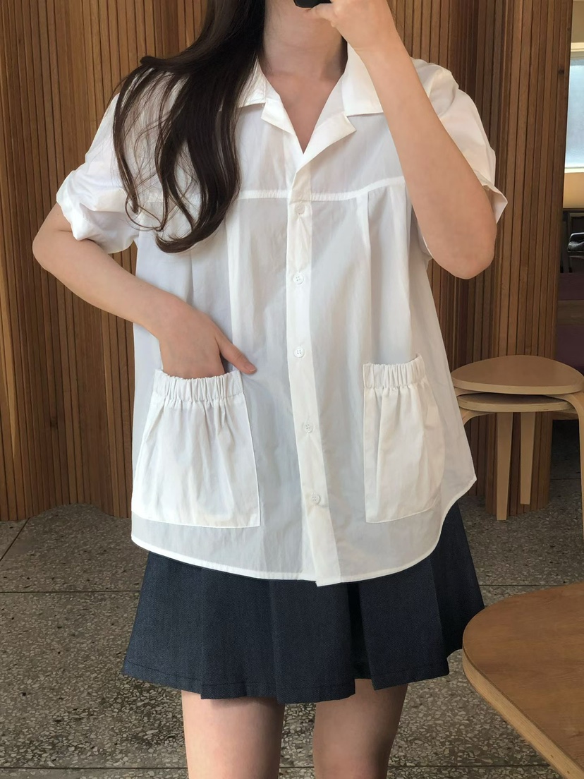 ONDO-P韓國代購女裝新款推薦26春夏職業人氣襯衫蕾絲衫口袋ONDO-P襯衫/蕾絲衫圖色1