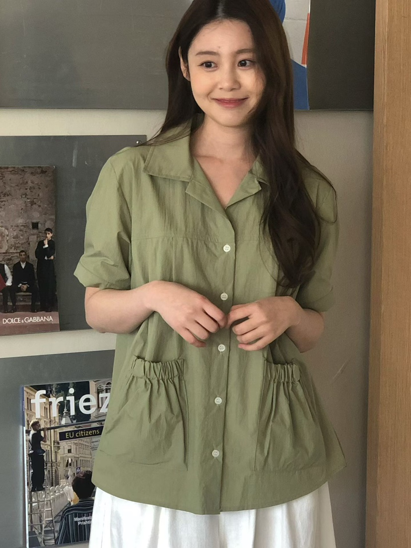 ONDO-P韓國代購女裝新款推薦26春夏職業人氣襯衫蕾絲衫口袋ONDO-P襯衫/蕾絲衫圖色2