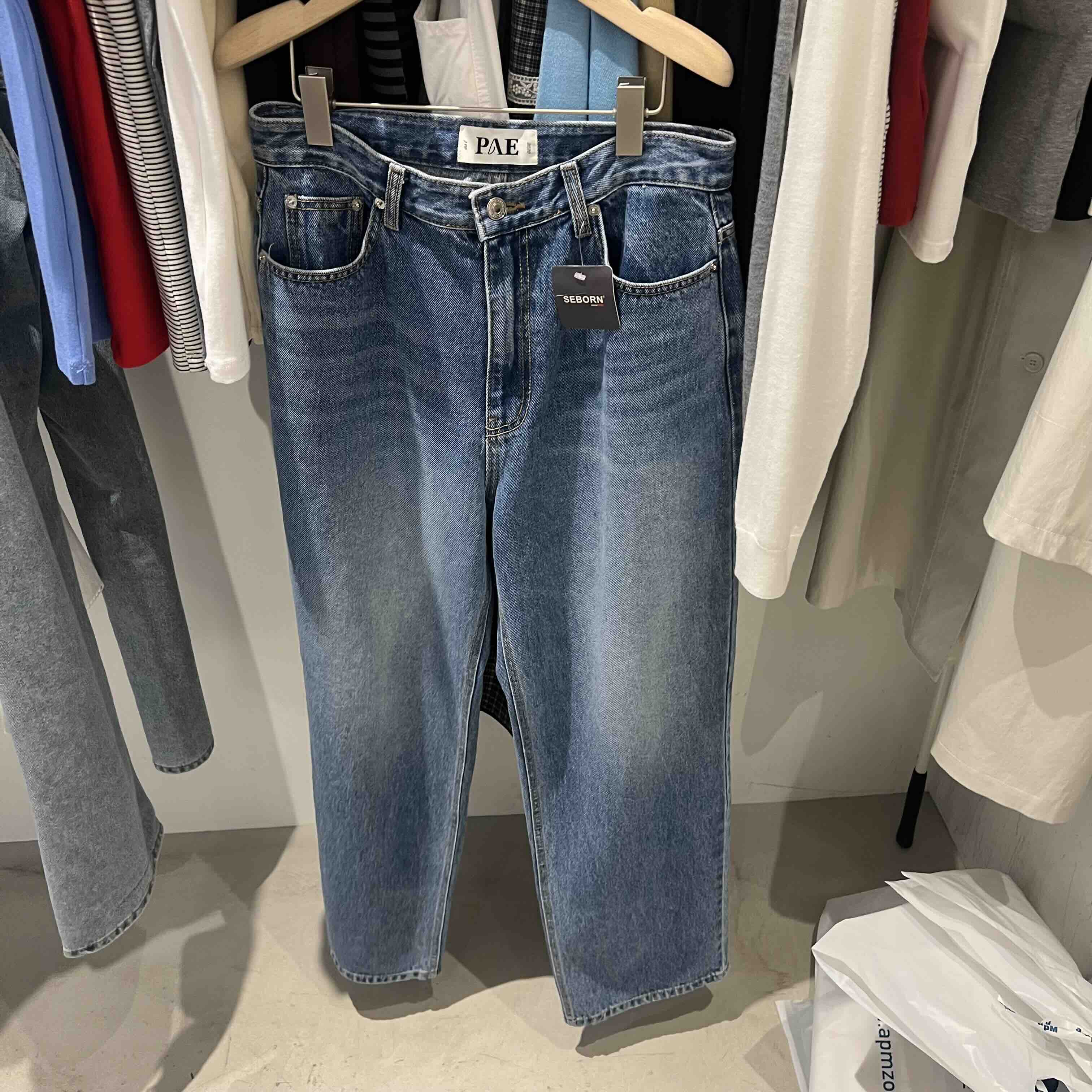 PLATE東大門直郵女裝新款熱賣真品人氣時尚牛仔褲水洗牛仔布PLATE牛仔褲圖色2