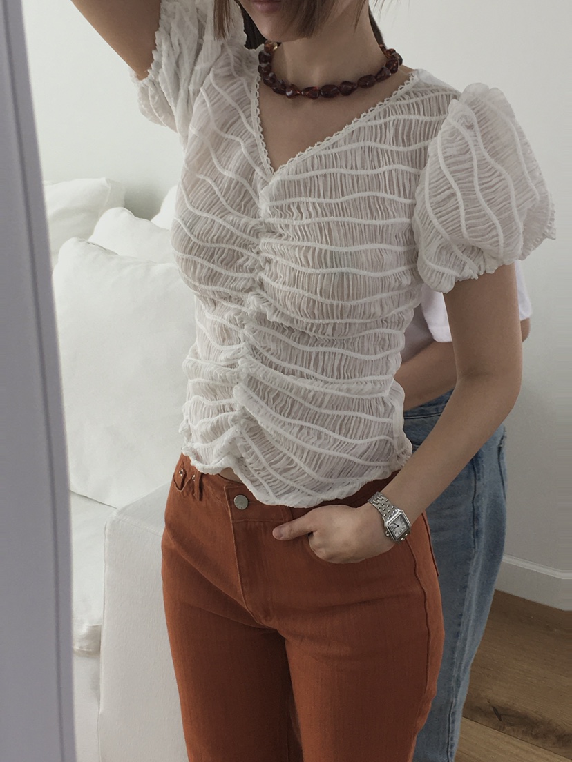 MADE-P韓國直郵女裝新款真品熱賣時尚推薦休閑襯衫蕾絲衫MADE-P襯衫/蕾絲衫