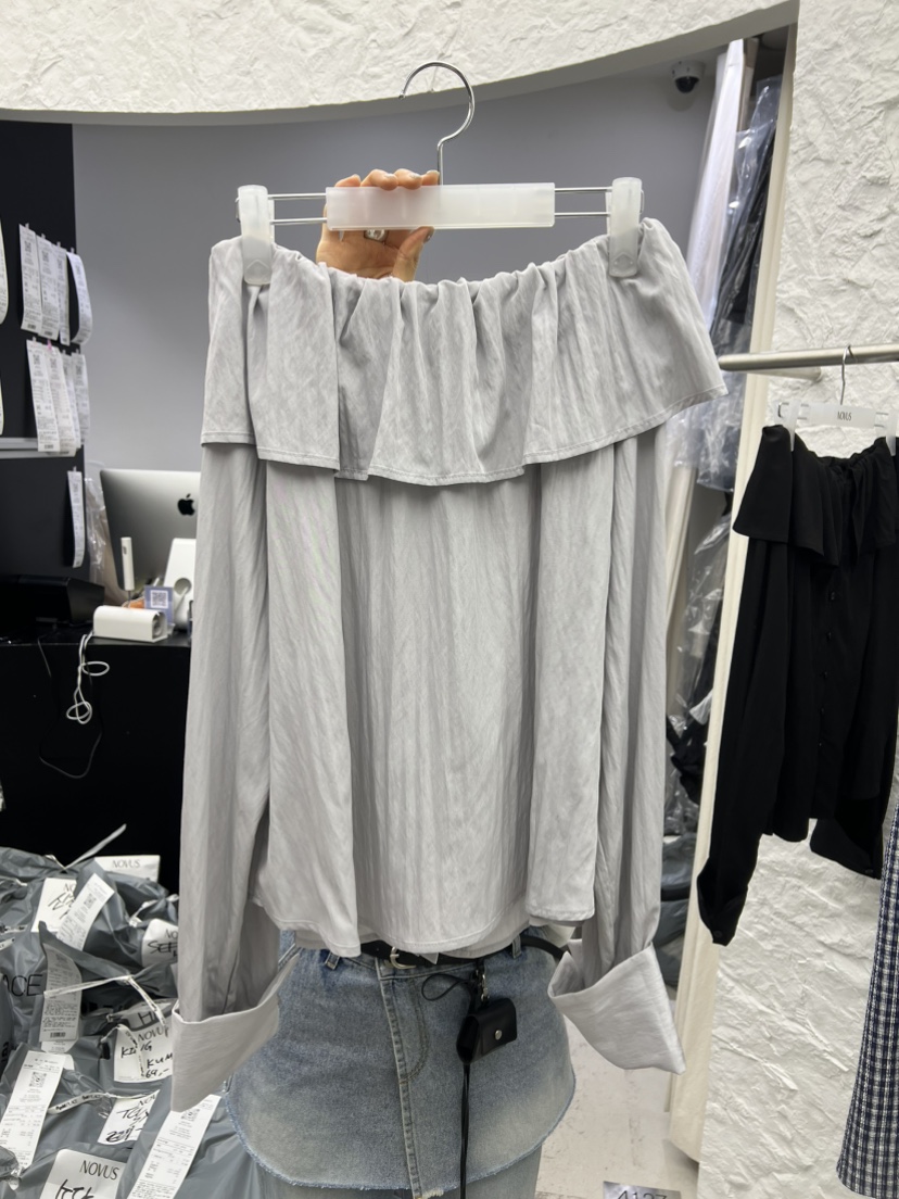 NOVUS韓國直郵女裝新款推薦職業時尚熱賣人氣襯衫蕾絲衫露肩NOVUS襯衫/蕾絲衫