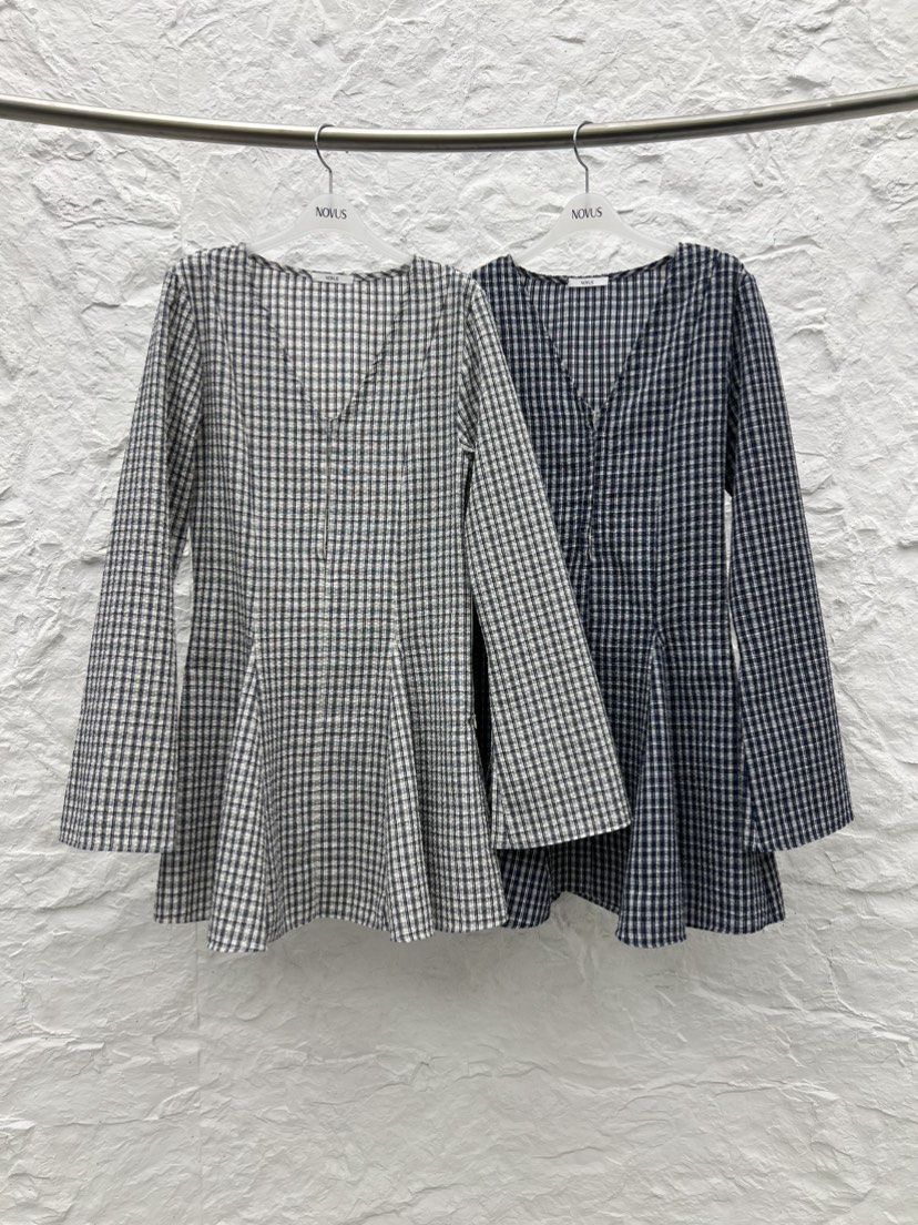 NOVUS韓國直郵女裝新款熱賣職業26春夏時尚推薦連衣裙格子NOVUS連衣裙