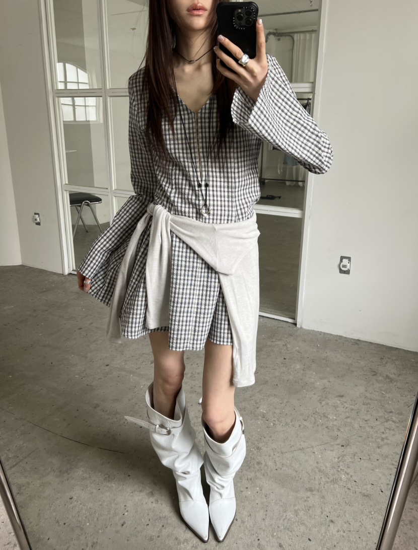 NOVUS韓國直郵女裝新款熱賣職業26春夏時尚推薦連衣裙格子NOVUS連衣裙