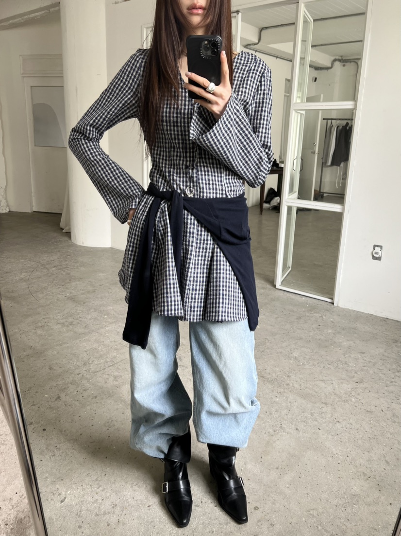 NOVUS韓國直郵女裝新款熱賣職業26春夏時尚推薦連衣裙格子NOVUS連衣裙