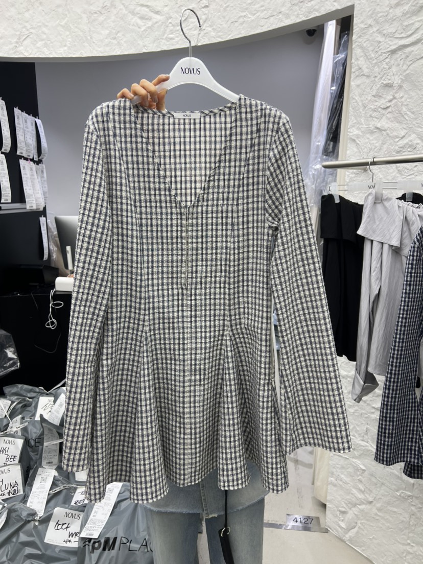NOVUS韓國直郵女裝新款熱賣職業26春夏時尚推薦連衣裙格子NOVUS連衣裙圖色1