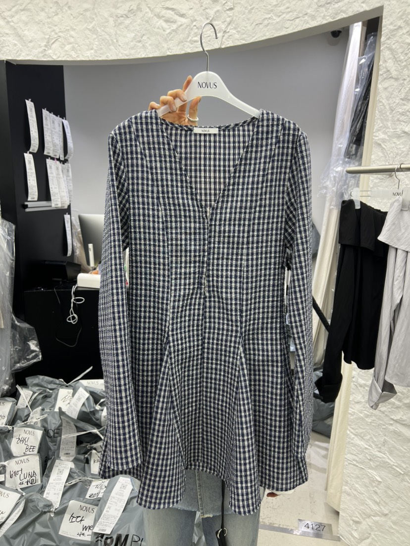 NOVUS韓國直郵女裝新款熱賣職業26春夏時尚推薦連衣裙格子NOVUS連衣裙圖色2