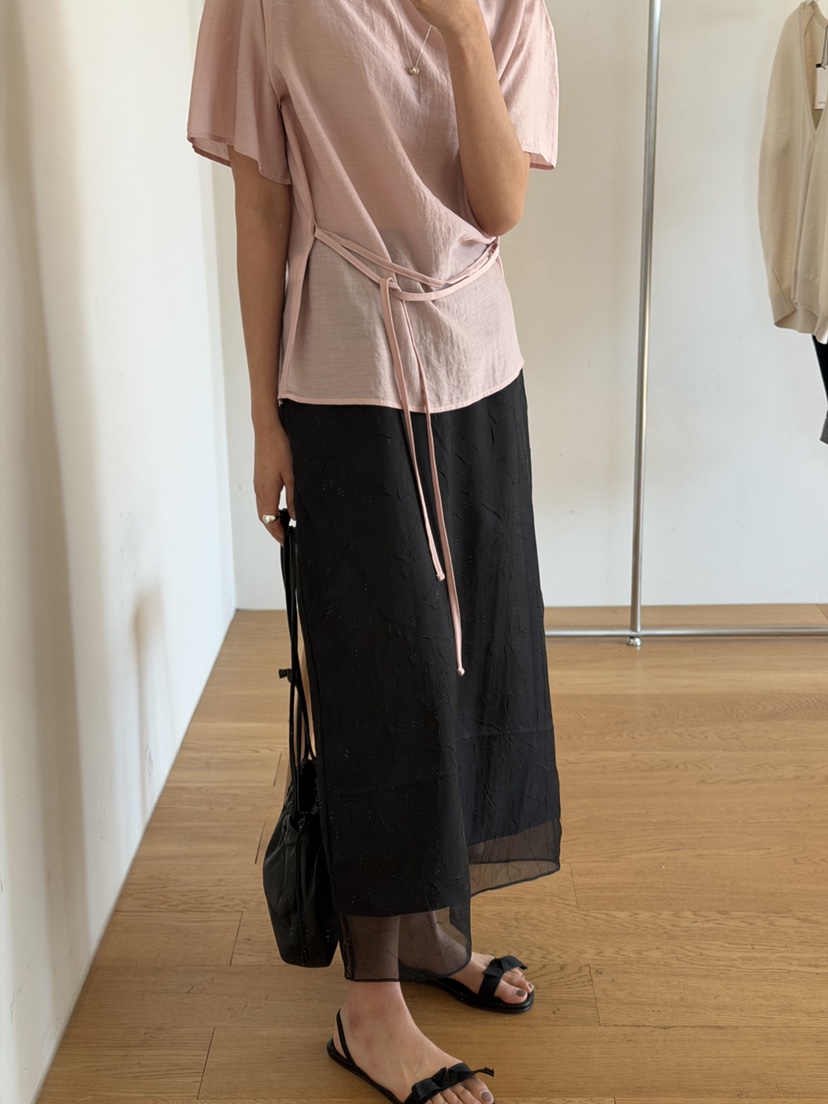 AMY GRACE-A韓國東大門代購女裝新款職業熱賣26春夏長裙透明AMY GRACE-A長裙