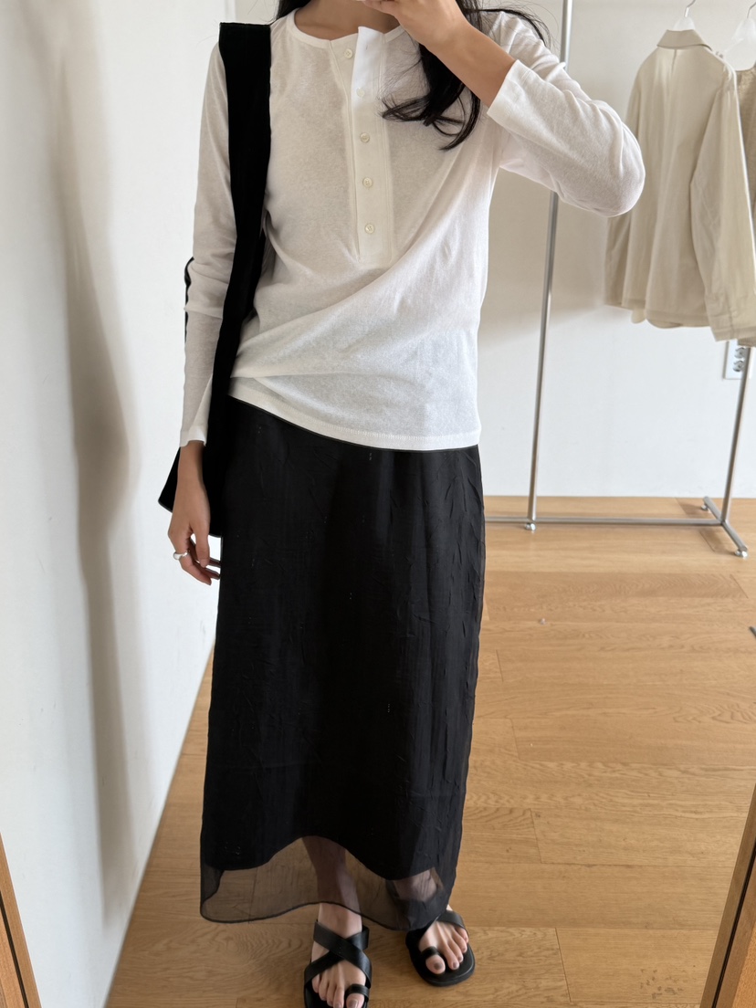 AMY GRACE-A韓國東大門代購女裝新款職業熱賣26春夏長裙透明AMY GRACE-A長裙