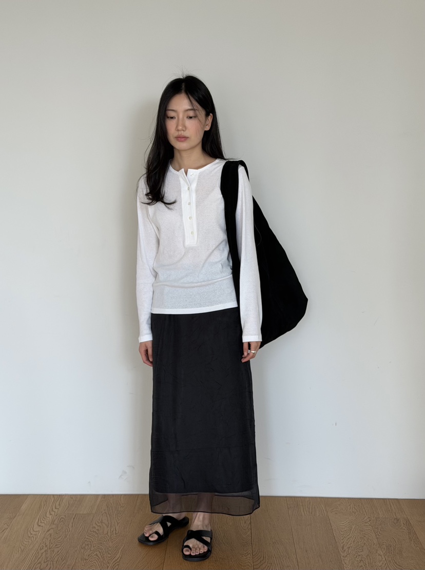 AMY GRACE-A韓國東大門代購女裝新款職業熱賣26春夏長裙透明AMY GRACE-A長裙