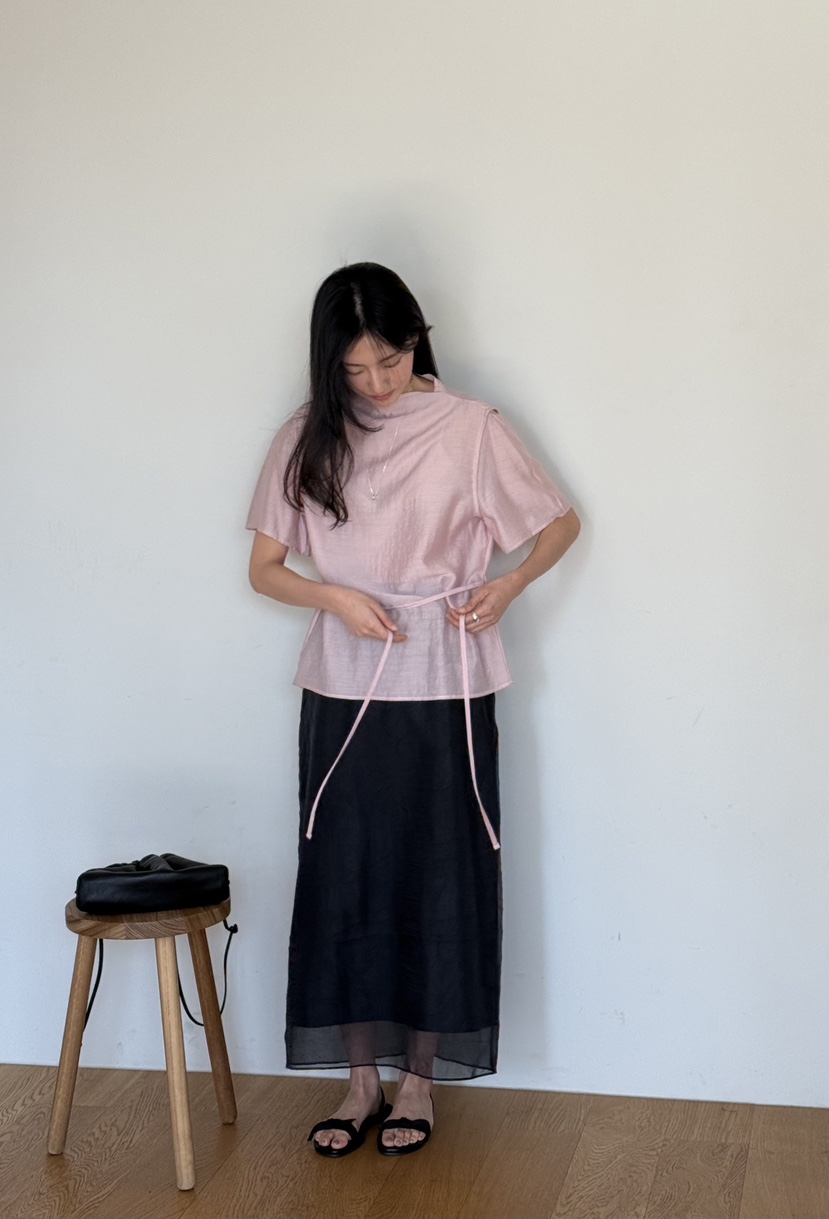 AMY GRACE-A韓國東大門代購女裝新款職業熱賣26春夏長裙透明AMY GRACE-A長裙