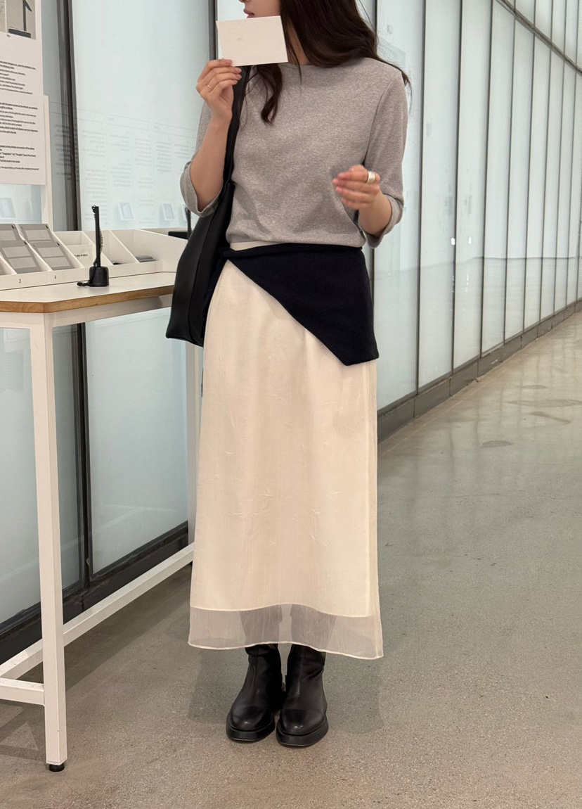 AMY GRACE-A韓國東大門代購女裝新款職業熱賣26春夏長裙透明AMY GRACE-A長裙