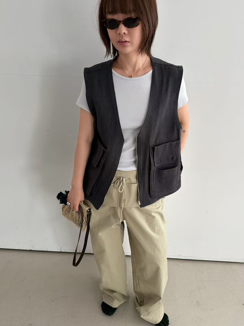 OLI SEOUL韓國東大門直郵女裝新款熱賣人氣時尚馬甲亞麻OLI SEOUL馬甲