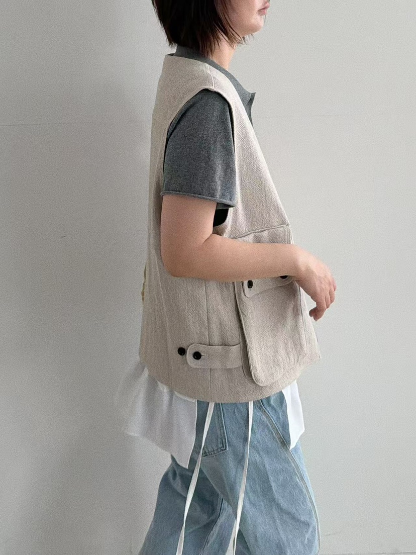 OLI SEOUL韓國東大門直郵女裝新款熱賣人氣時尚馬甲亞麻OLI SEOUL馬甲