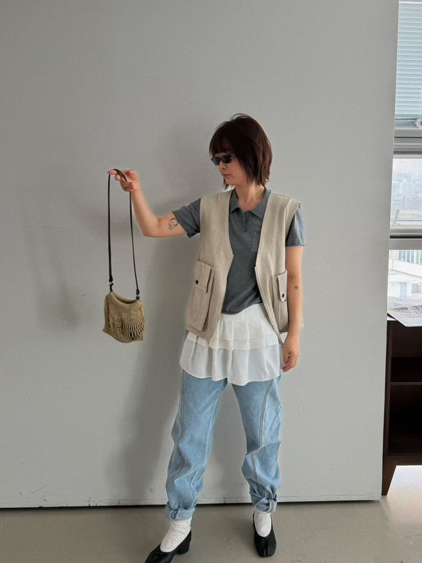 OLI SEOUL韓國東大門直郵女裝新款熱賣人氣時尚馬甲亞麻OLI SEOUL馬甲