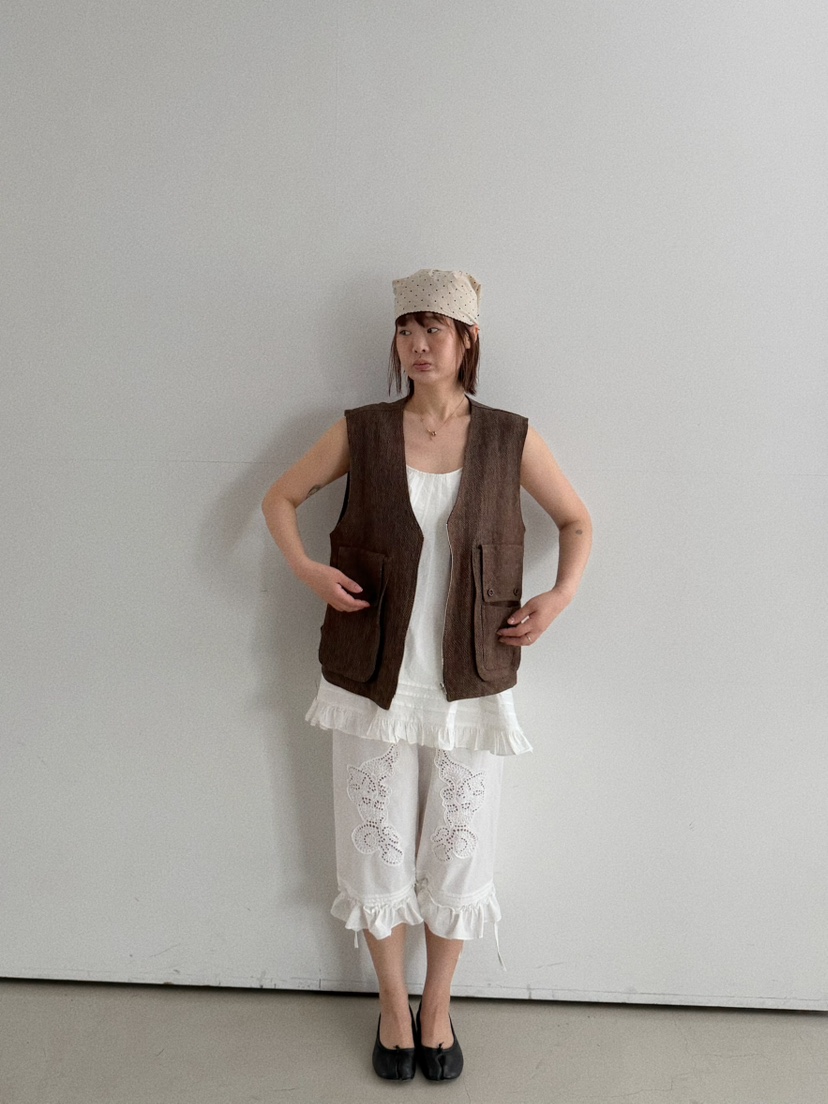 OLI SEOUL韓國東大門直郵女裝新款熱賣人氣時尚馬甲亞麻OLI SEOUL馬甲