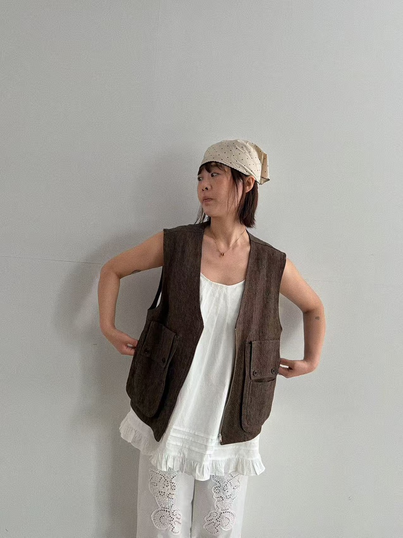 OLI SEOUL韓國東大門直郵女裝新款熱賣人氣時尚馬甲亞麻OLI SEOUL馬甲