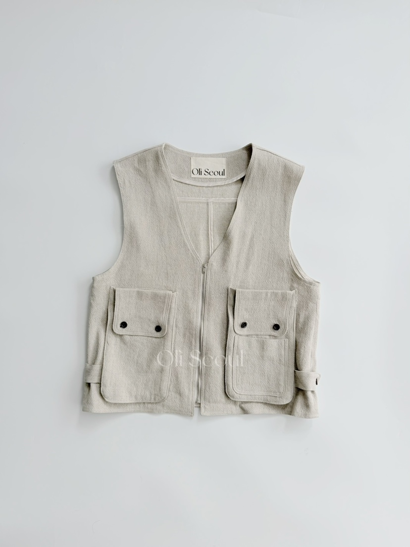 OLI SEOUL韓國東大門直郵女裝新款熱賣人氣時尚馬甲亞麻OLI SEOUL馬甲圖色3