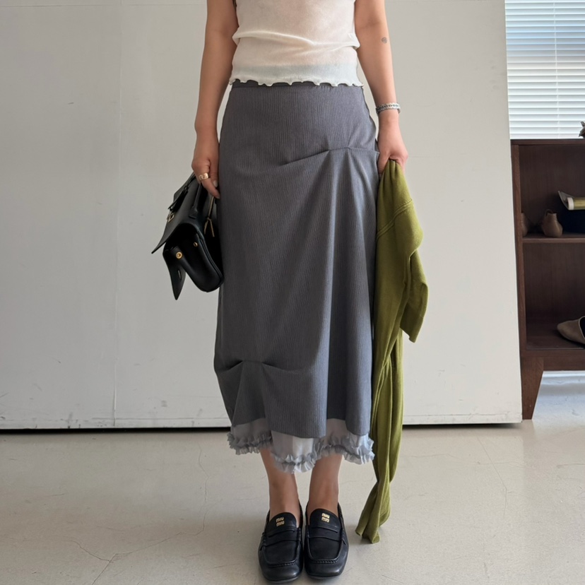 OLI SEOUL韓國東大門代購女士新款推薦熱賣職業長裙圓領OLI SEOUL長裙