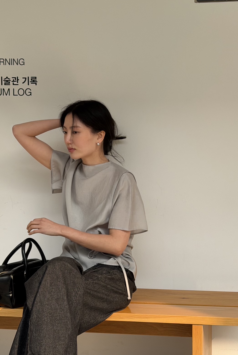 AMY GRACE-A韓國直郵女士新品休閑襯衫蕾絲衫含腰繩高領AMY GRACE-A襯衫/蕾絲衫