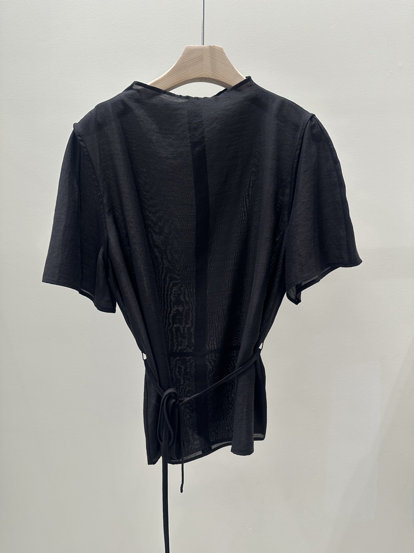 AMY GRACE-A韓國直郵女士新品休閑襯衫蕾絲衫含腰繩高領AMY GRACE-A襯衫/蕾絲衫圖色4