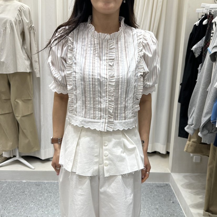 AFTERNOON韓國東大門直郵女士新品熱賣職業休閑襯衫蕾絲衫AFTERNOON襯衫/蕾絲衫圖色1