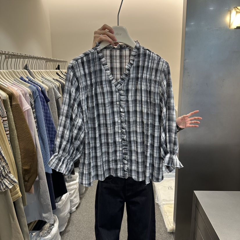 ALTER韓國代購女士新款推薦26春夏人氣時尚職業襯衫蕾絲衫Alter襯衫/蕾絲衫圖色2