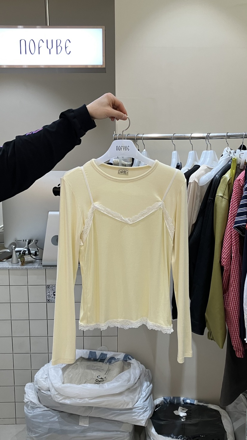 NOFYBE韓國直郵實拍女裝新品休閑時尚熱賣人氣長袖T恤假兩件NOFYBE長袖T恤圖色1