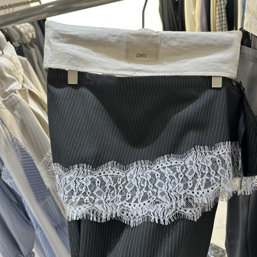 CENTO韓國直郵實拍女裝新品人氣休閑時尚職業熱賣26春夏短裙CENTO短裙圖色4黑色條紋