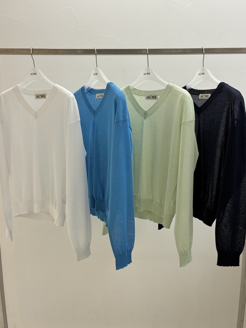 ACME韓國直郵實拍女裝新品人氣26春夏職業時尚針織衫V領透視ACME針織衫