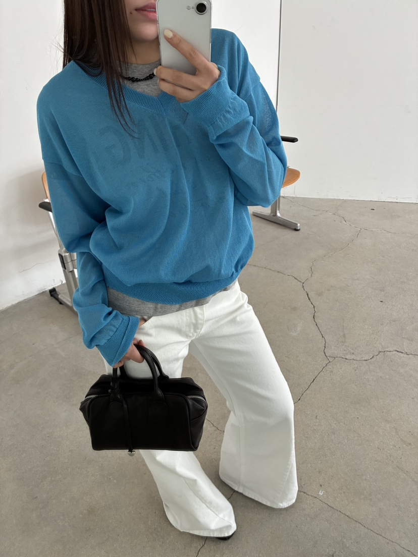 ACME韓國直郵實拍女裝新品人氣26春夏職業時尚針織衫V領透視ACME針織衫