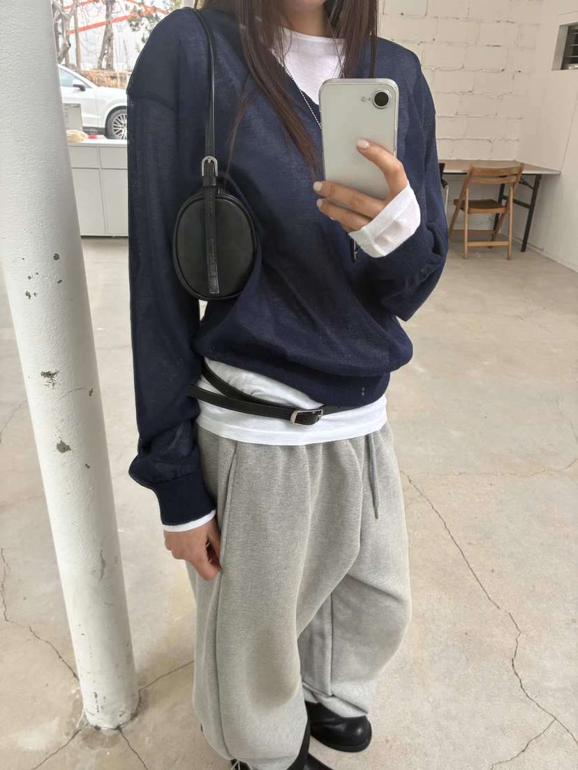 ACME韓國直郵實拍女裝新品人氣26春夏職業時尚針織衫V領透視ACME針織衫