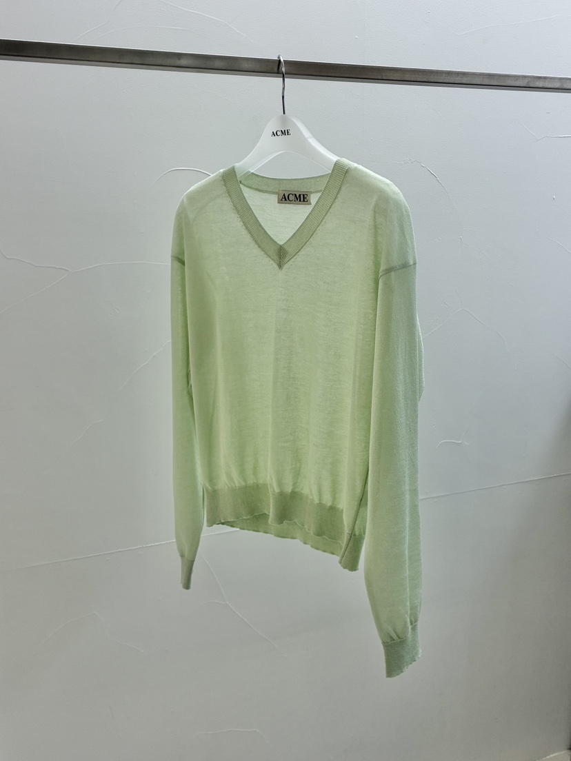 ACME韓國直郵實拍女裝新品人氣26春夏職業時尚針織衫V領透視ACME針織衫圖色2