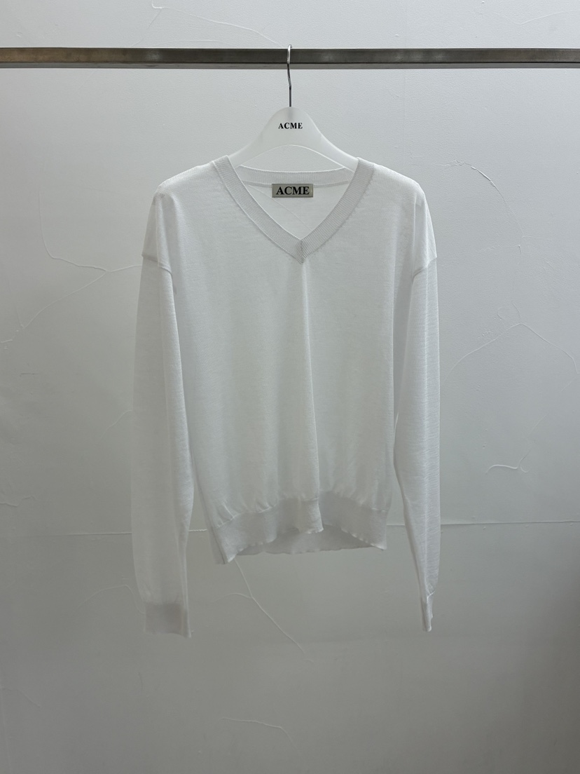 ACME韓國直郵實拍女裝新品人氣26春夏職業時尚針織衫V領透視ACME針織衫圖色3