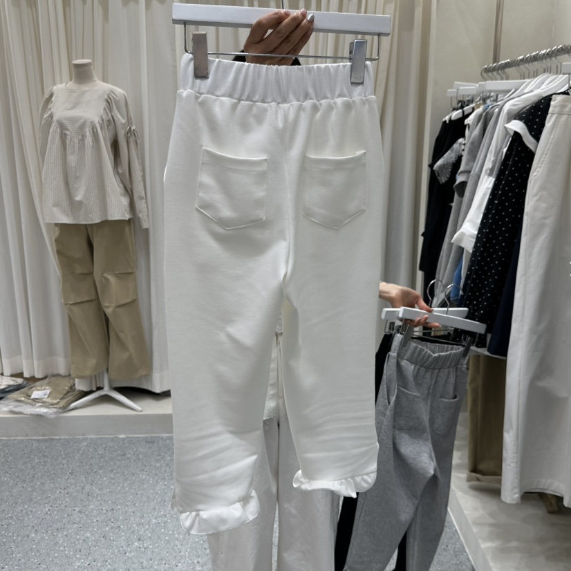 AFTERNOON韓國東大門直郵女士新款職業26春夏休閑褲荷葉邊AFTERNOON休閑褲