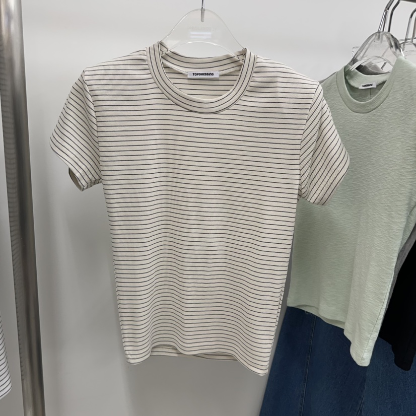 TOPDRESSING韓國東大門直郵女裝新款26春夏推薦休閑熱賣T恤TOPDRESSINGT恤圖色2米色